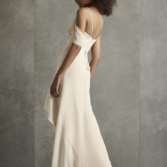 NWT White by Vera Wang Asymmetric Ruffle Spaghetti Strap Dress - Picture 2 of 8